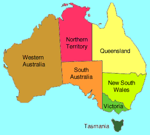 Map of Australian States