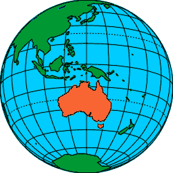 World Globe showing Australia